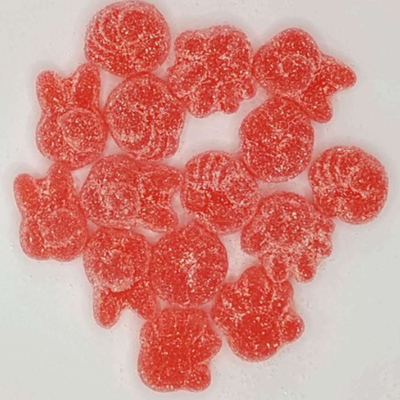 Gemengde kleur Fun Fruit-geïnfundeerde gummy snoepjes met suikercoating