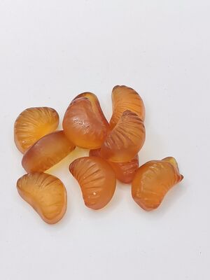 Gummies in de vorm van een sinaasappelschijfje met natuurlijk sinaasappelaroma - Glanzende en taaie sojabonensnacks