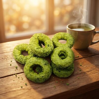 Matcha Crispy Rings - Verfrissende Matcha & Grain Fusion, lichte knapperige ringvormige snack, schuldvrij veelzijdig voor alle gelegenheden