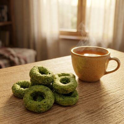 Matcha Crispy Rings - Verfrissende Matcha & Grain Fusion, lichte knapperige ringvormige snack, schuldvrij veelzijdig voor alle gelegenheden